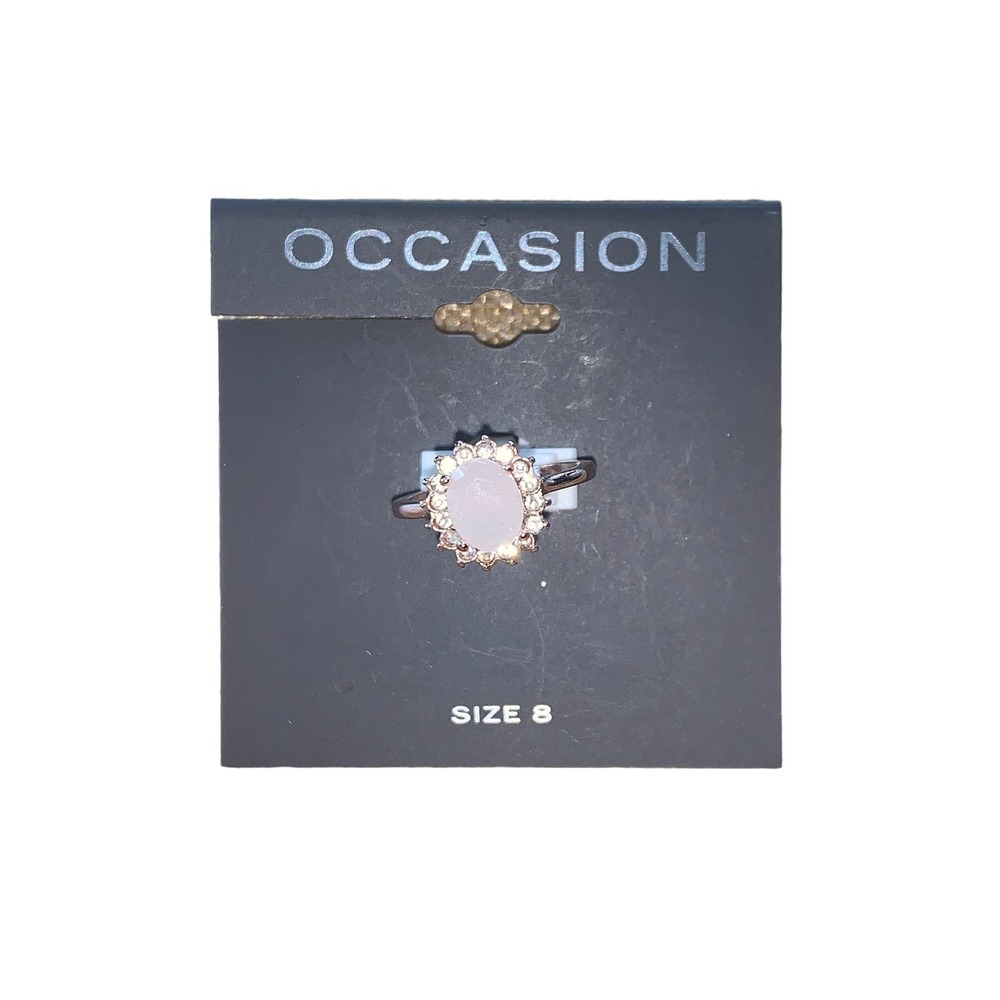 Occasion Faux Rose Quartz Ring Size 8 NWT